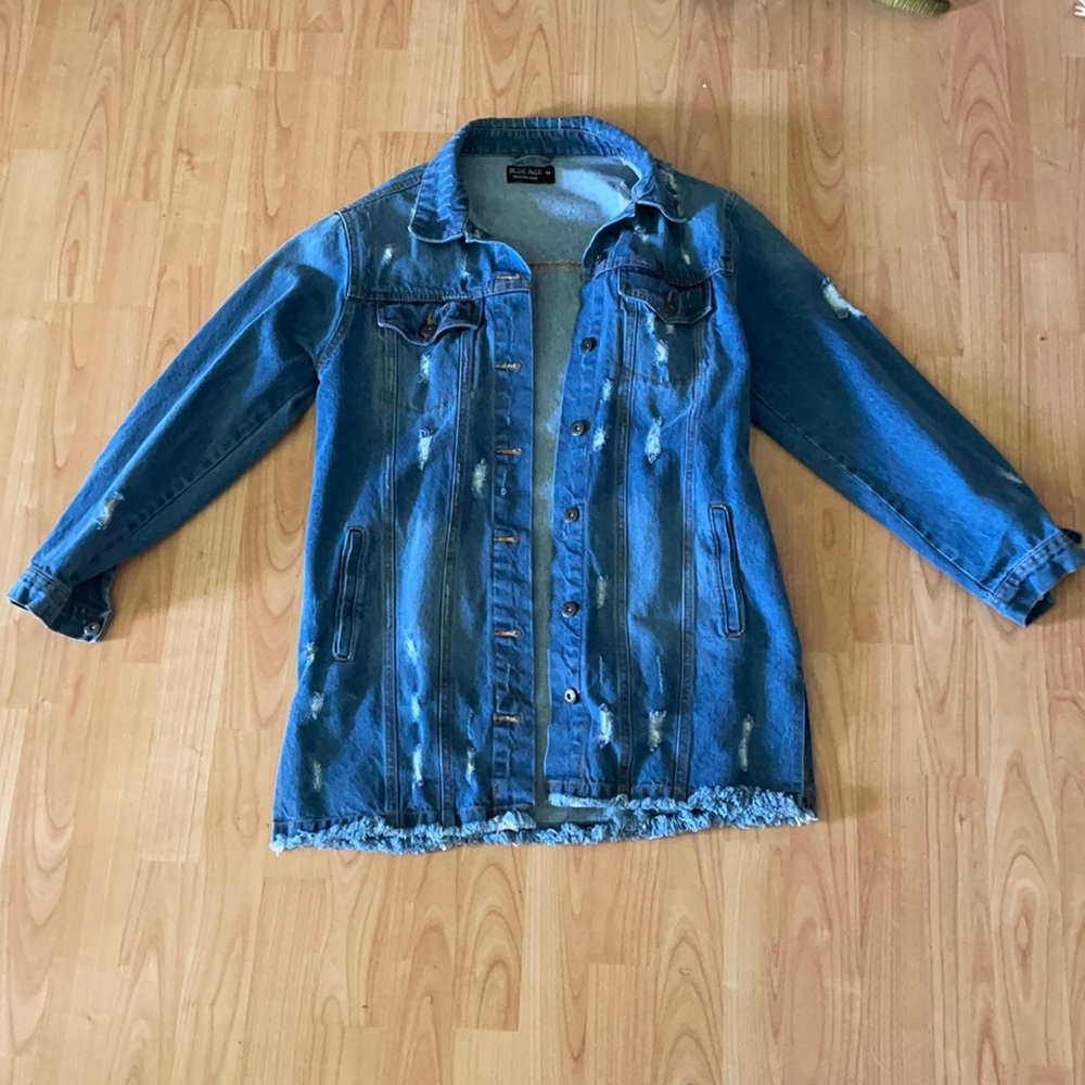 Extra long oversized denim/jean jacket